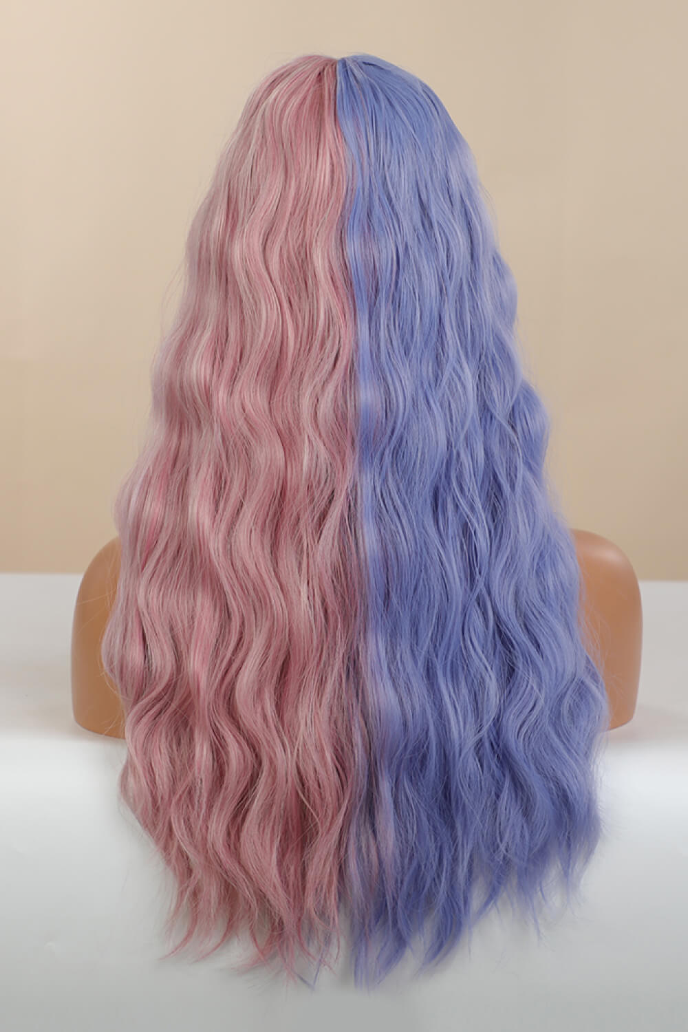 13*1" Full - Machine Wigs Synthetic Long Wave 26" in Blue/Pink Split Dye - Velvoza