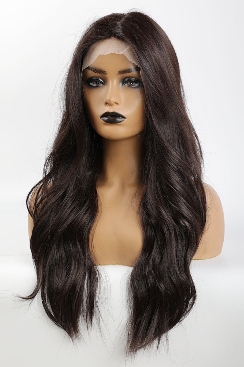 13*2" Lace Front Wigs Synthetic Long Wave 26" Heat Safe 150% Density in Brown - Velvoza