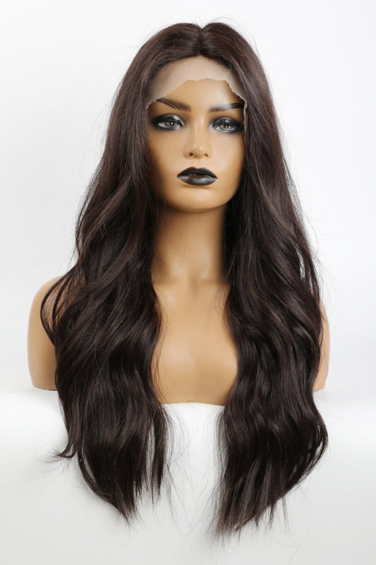 13*2" Lace Front Wigs Synthetic Long Wave 26" Heat Safe 150% Density in Brown - Velvoza