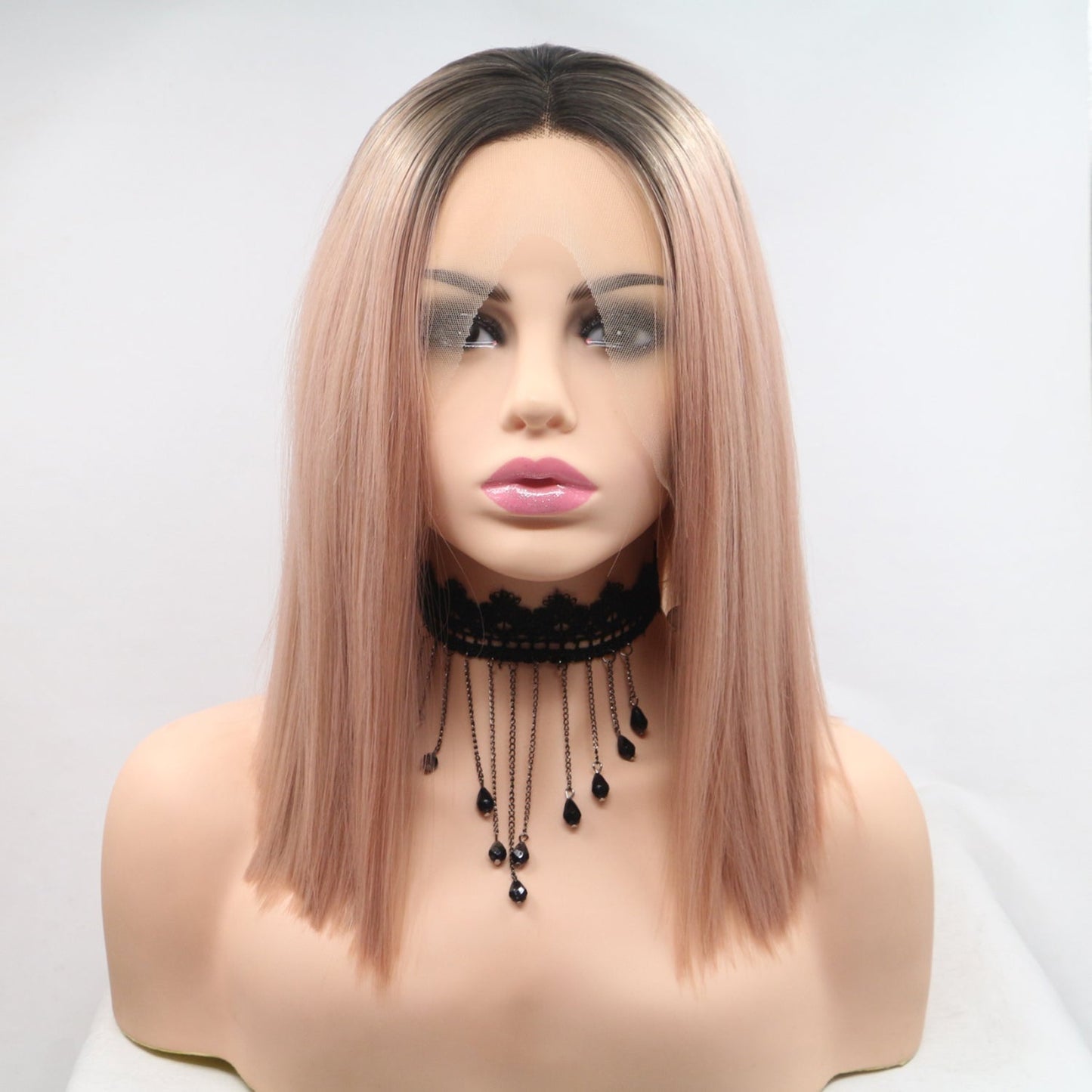 13*3" Lace Front Wigs Synthetic Mid - length Straight 12" 130% Density - Velvoza