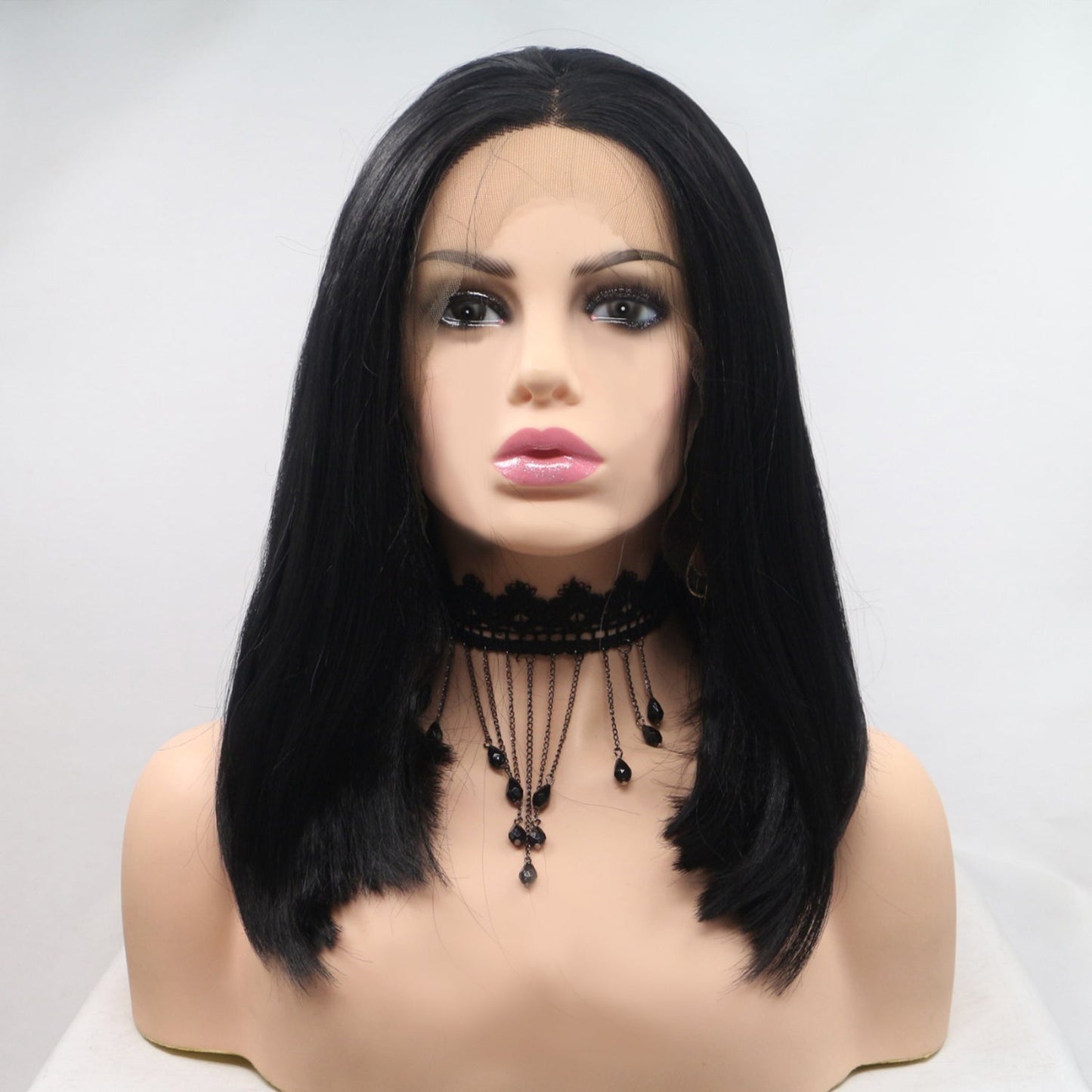 13*3" Lace Front Wigs Synthetic Mid - length Straight 12" 130% Density - Velvoza