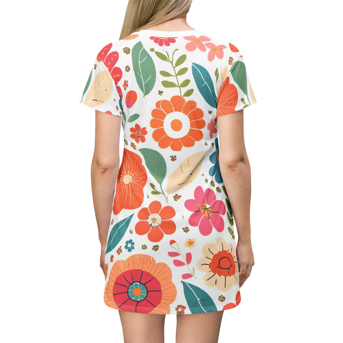 Floral T-Shirt Dress - Flower Blossom Design