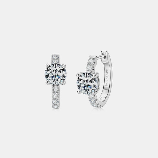 2.36 Carat Moissanite Zircon 925 Sterling Silver Hoop Earrings - Velvoza