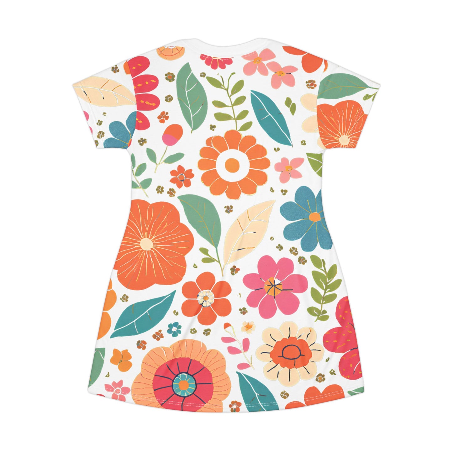 Floral T-Shirt Dress - Flower Blossom Design