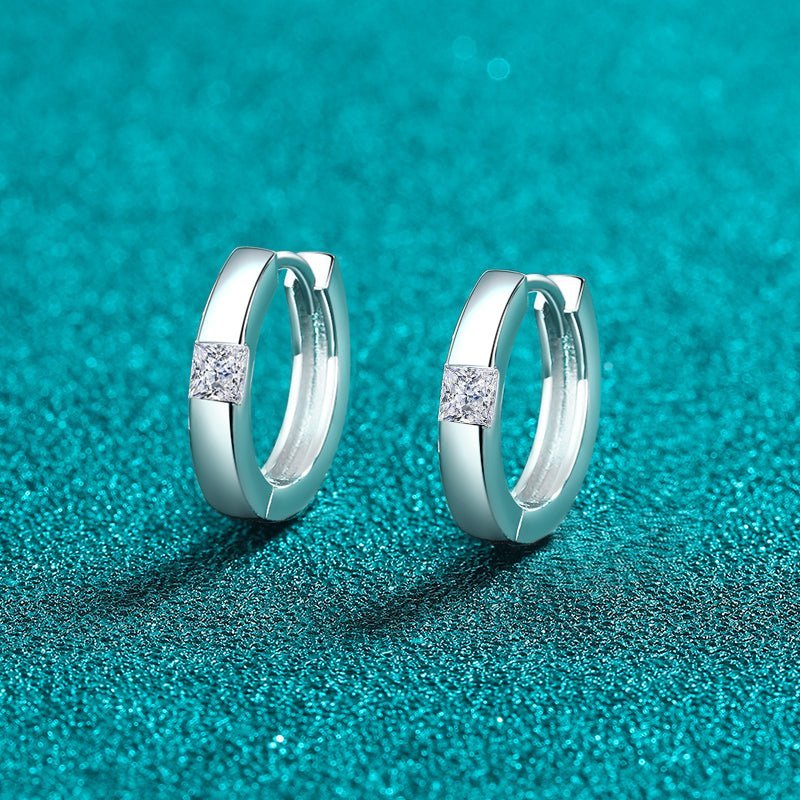 925 Sterling Silver Moissanite Huggie Earrings - Velvoza