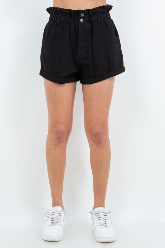 American Bazi High Waist Paper Bag Shorts - Velvoza