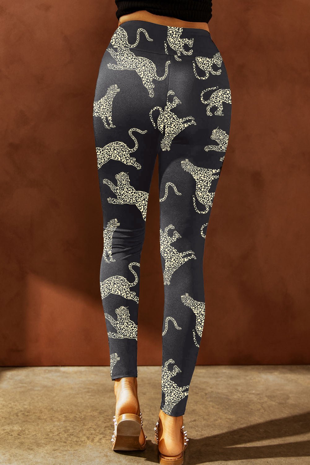 Animal Printed Distressed High Waist Leggings - Velvoza